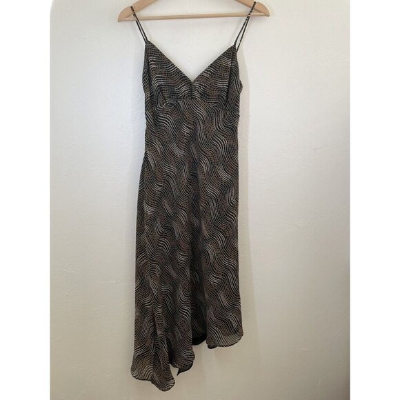 Vintage 90's Y2K Brown Whimsigoth Fairy Grunge Asymmetrical Hem Slip Dress Sz 4 - Picture 2 of 16